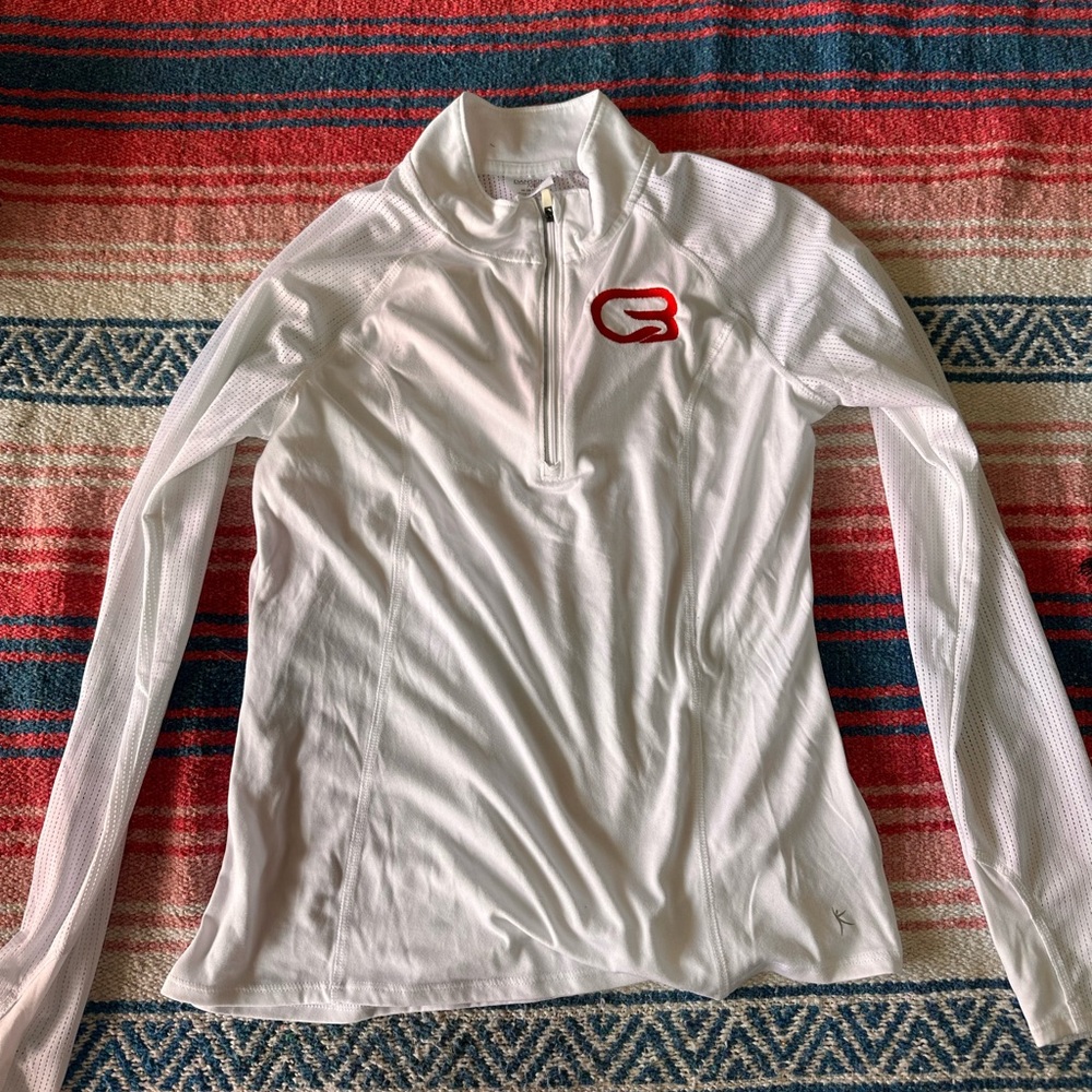 White 1/4 zip Cyclebar jacket